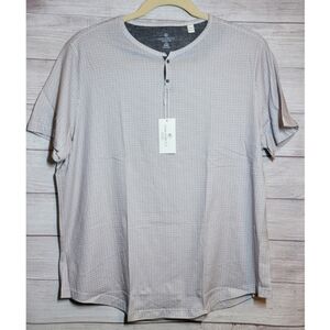 Con.struct Mens T Shirt Grey Henley Size XXXL Slim Fit Button Short Sleeve NWT